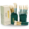 Makeup Brush Set (12-Piece) – Ultra-Soft Vegan Synthetic Brushes | BERRY Green