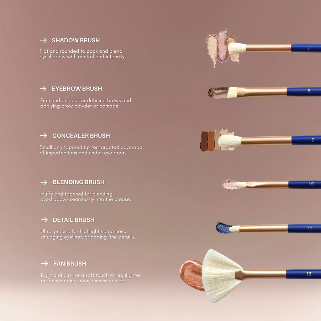 Makeup Brush Set (12-Piece) – Ultra-Soft Vegan Synthetic Brushes | BERRY Blue